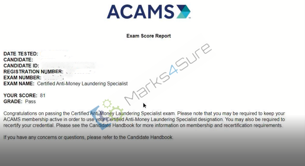 CAMS exam questions and answers
